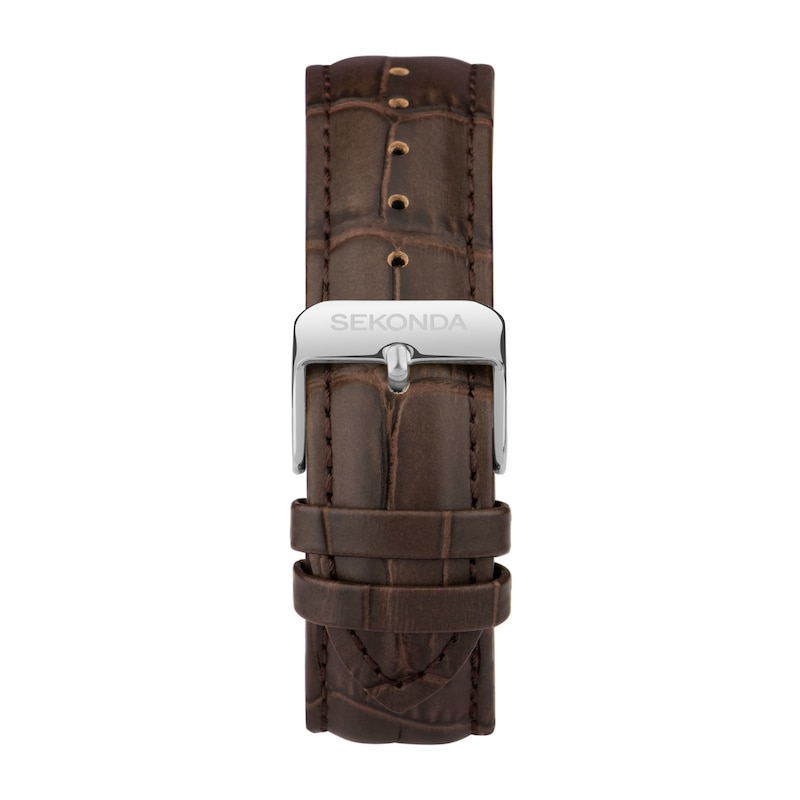 Main Image 3 of Sekonda Moonphase Men's White Dial Brown Leather Strap Watch