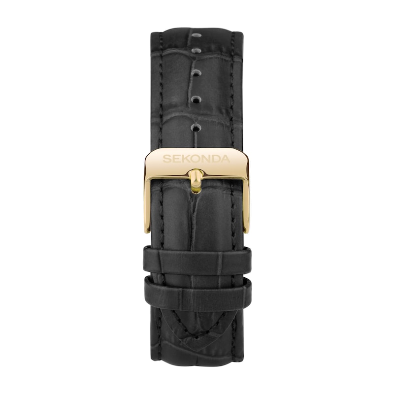 Main Image 3 of Sekonda Moonphase Men's White Dial Black Leather Strap Watch