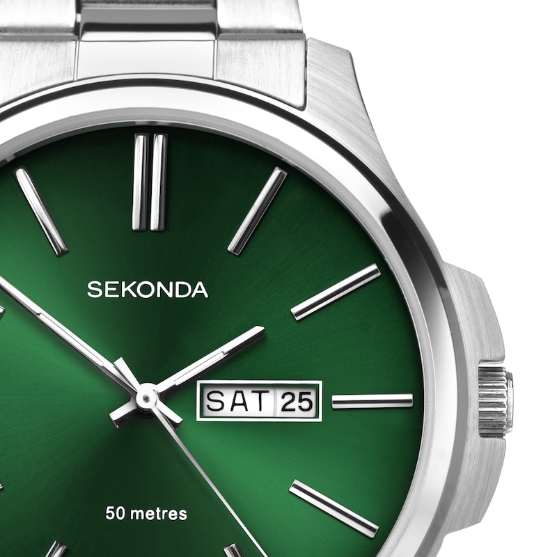 Main Image 2 of Sekonda Classic Men's Green Dial Stainless Steel Bracelet Watch