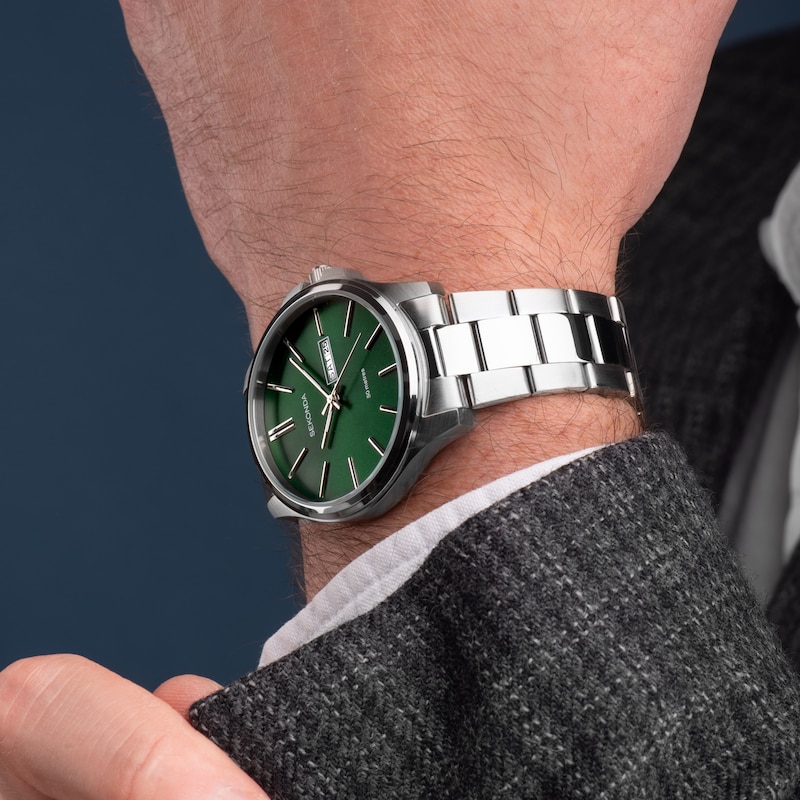 Sekonda Classic Men's Green Dial Stainless Steel Bracelet Watch
