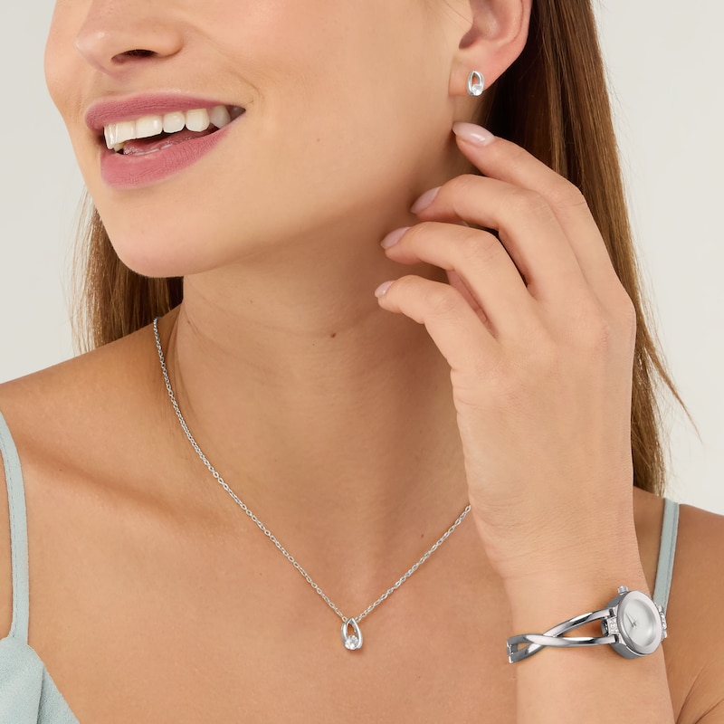Main Image 7 of Sekonda Ladies' Stone Set Silver Tone Necklace, Earrings & Watch Gift Set