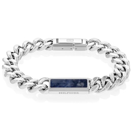 Tommy Hilfiger Men's Sodalite Curb Chain Stainless Steel Bracelet