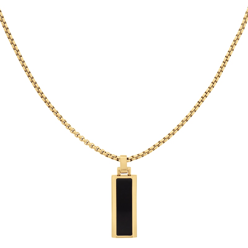 Main Image 2 of Tommy Hilfiger Men's Gold Tone Oynx Dog Tag Necklace