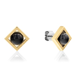 Tommy Hilfiger Ladies' Gold Tone Onyx Stud Earrings