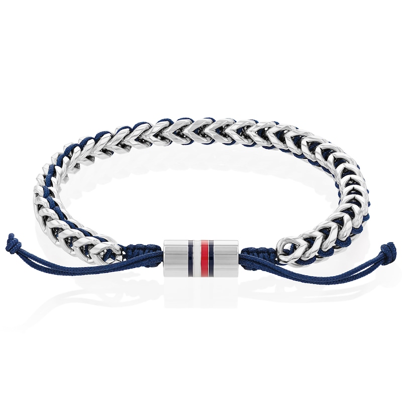 Tommy Hilfiger Men's Stainless Steel & Navy Nylon Adjustable Bracelet