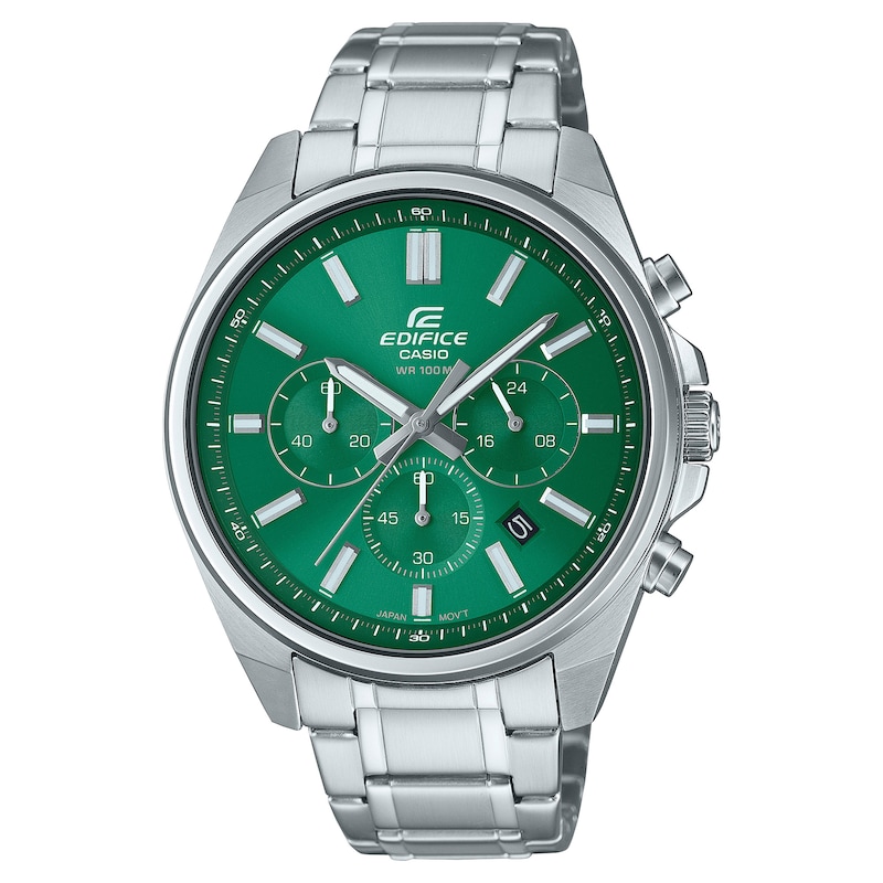 Casio Edifice Men's Green Chronograph Dial Stainless Steel Bracelet Watch