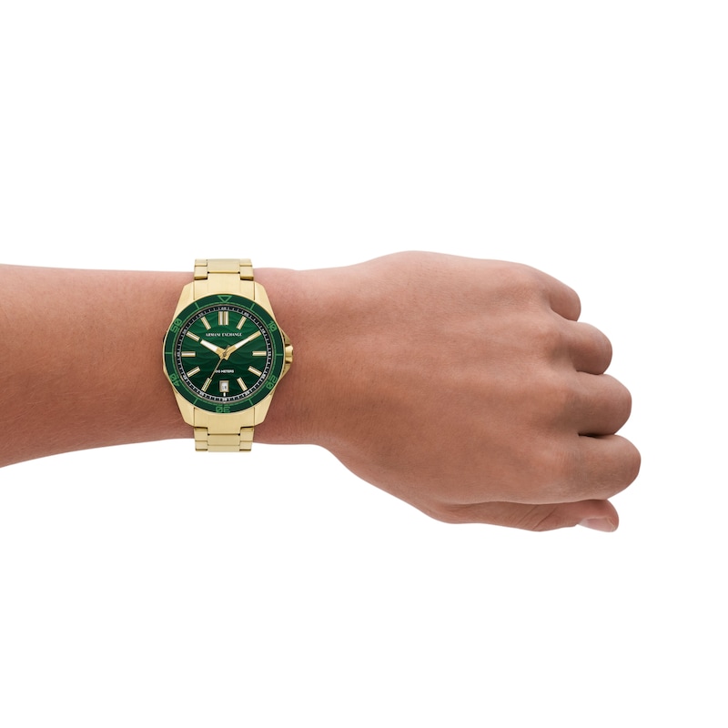 Main Image 4 of Armani Exchange Spencer Men's Green Dial & Gold-Tone Stainless Steel Watch