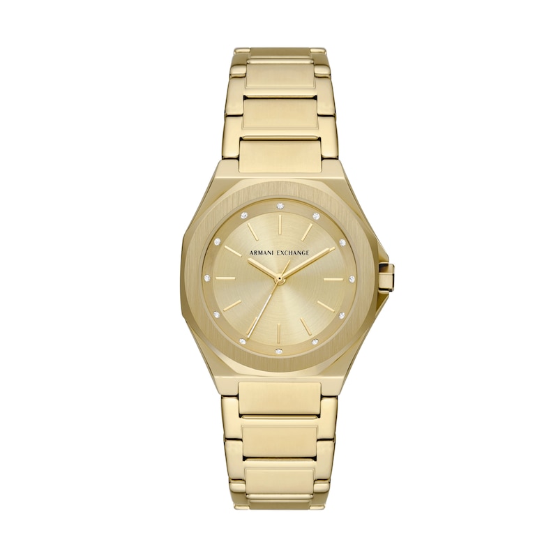 Armani Exchange Andrea Ladies' Gold-Tone Dial & Stainless Steel Bracelet Watch