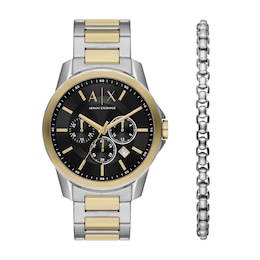Armani Exchange Men's Chronograph Stainless Steel Watch & Link Bracelet Set