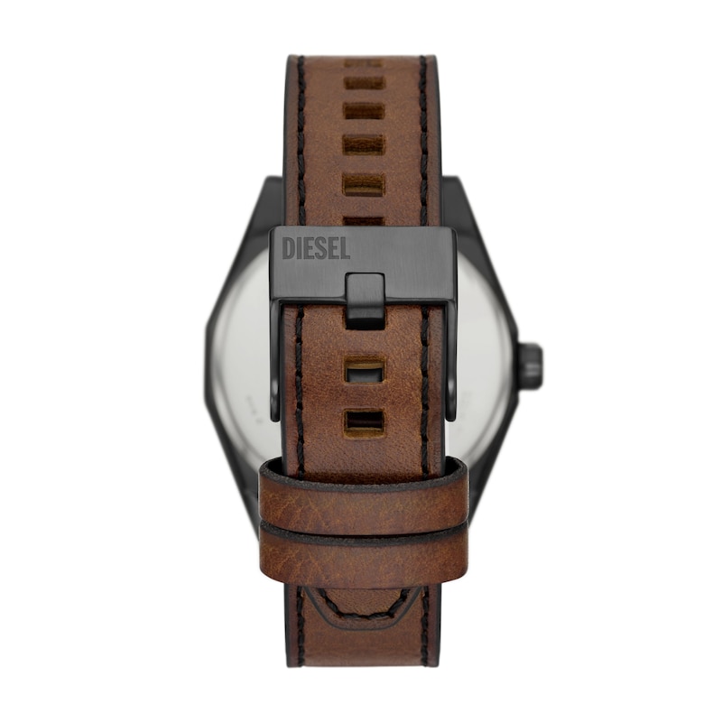 Main Image 3 of Diesel Scraper Men's Blue Dial & Brown Leather Strap Watch