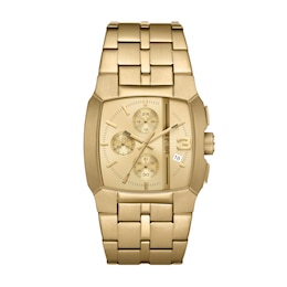 Diesel Cliffhanger Men's Gold-Tone Square Dial & Stainless Steel Watch