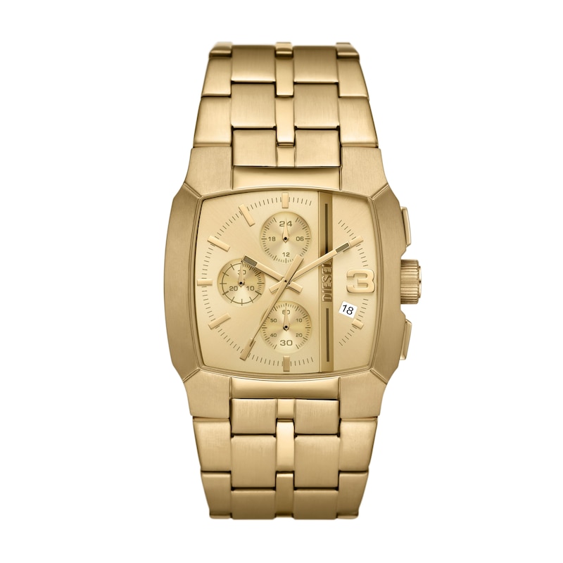 Diesel Cliffhanger Men's Gold-Tone Square Dial & Stainless Steel Watch ...