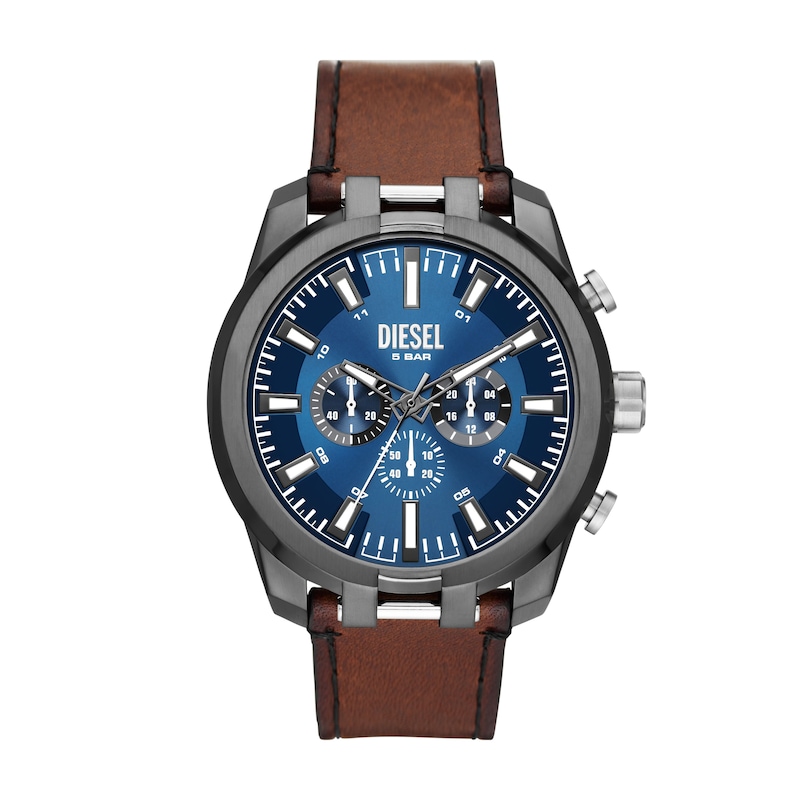 Diesel Split Men's Blue Dial & Gunmetal Stainless Steel Watch