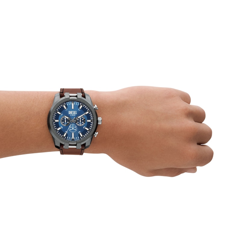 Diesel Split Men's Blue Dial & Gunmetal Stainless Steel Watch