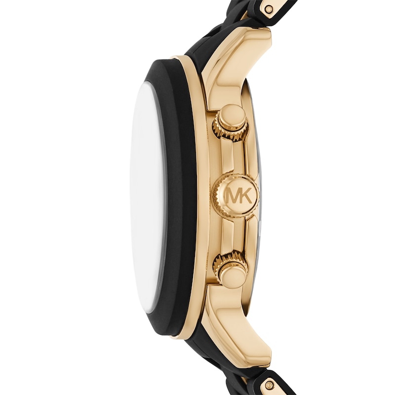 Michael Kors Runway Ladies' Gold-Tone Case & Black Silicone Watch