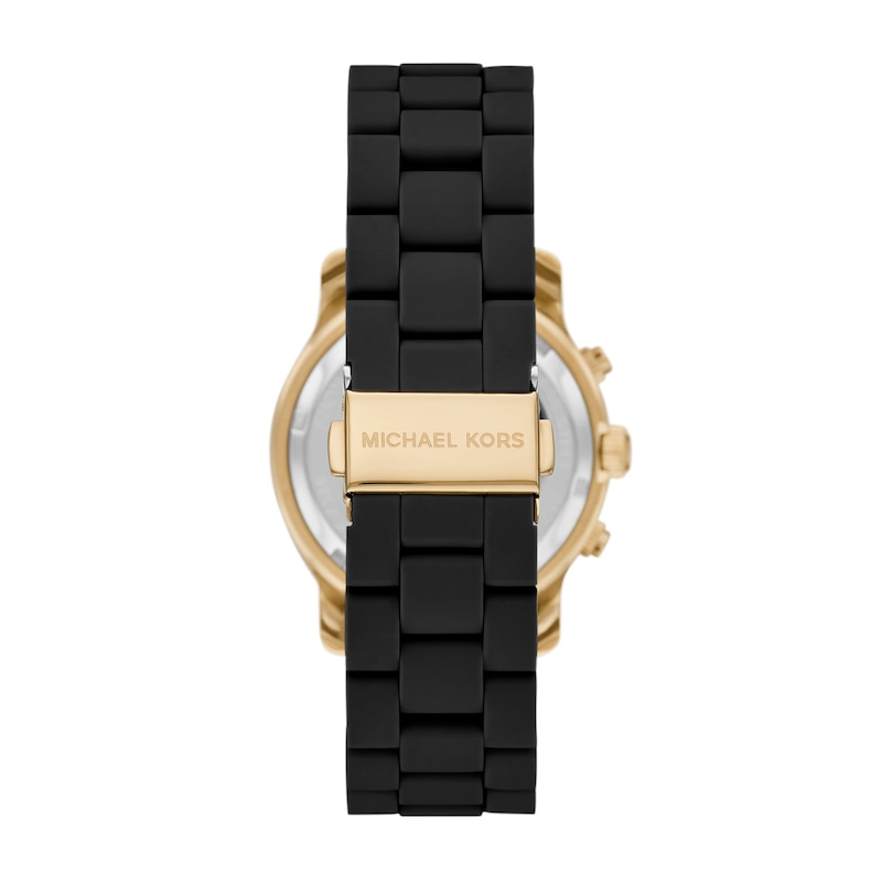 Michael Kors Runway Ladies' Gold-Tone Case & Black Silicone Watch