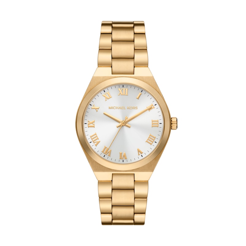 Michael Kors Lennox Ladies' Silver Dial & Gold-Tone Stainless Steel ...
