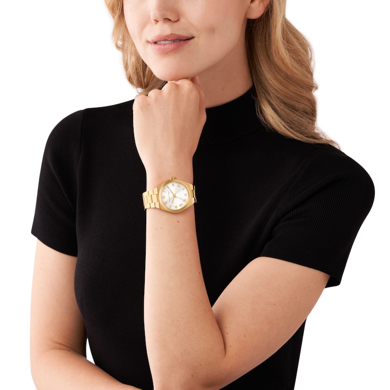 Main Image 4 of Michael Kors Lennox Ladies' Silver Dial & Gold-Tone Stainless Steel Watch