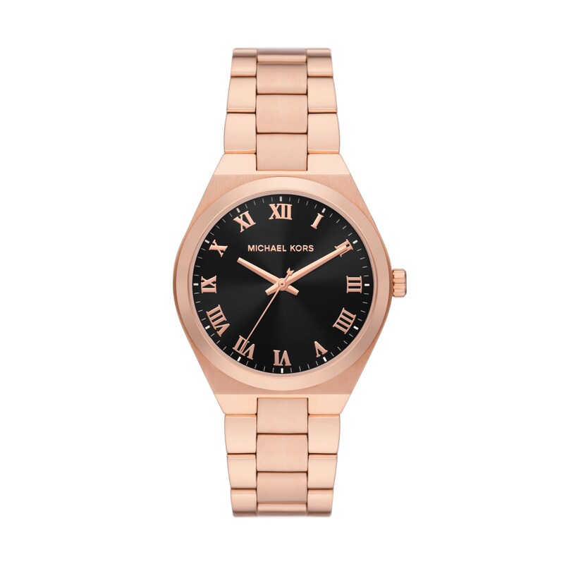 Main Image 1 of Michael Kors Lennox ladies' Black Dial & Rose Gold-Tone Stainless Steel Watch