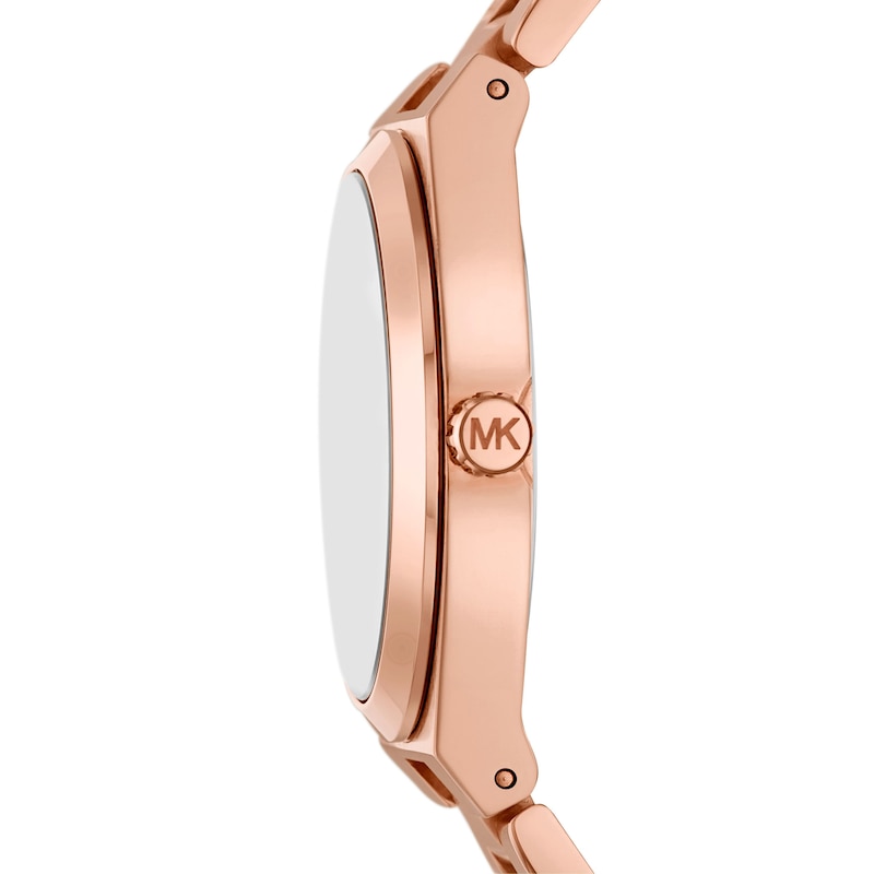 Michael Kors Lennox ladies' Black Dial & Rose Gold-Tone Stainless Steel Watch