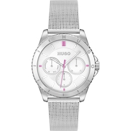 HUGO #DANCE Ladies' Silver Dial Silver Mesh Strap Watch