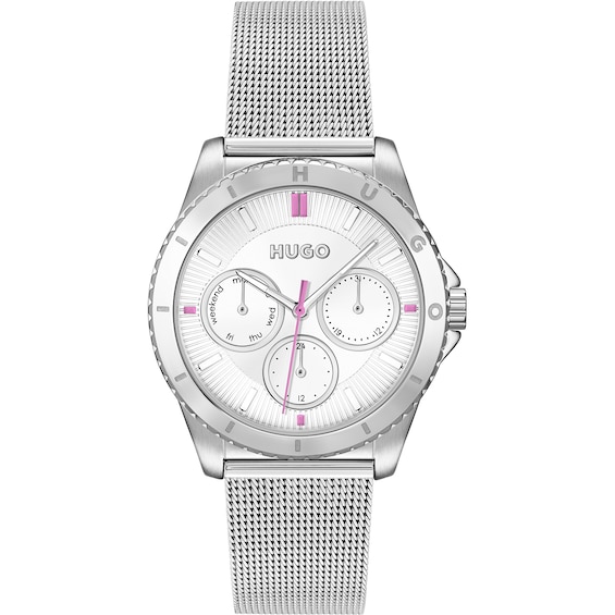 HUGO #DANCE Women's Silver Dial Silver Mesh Strap Watch
