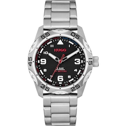 HUGO #TREK Men's Black Dial Stainless Steel Bracelet Watch