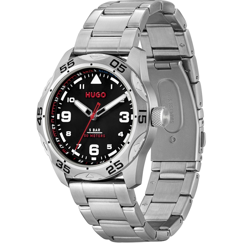 Main Image 3 of HUGO #TREK Men's Black Dial Stainless Steel Bracelet Watch