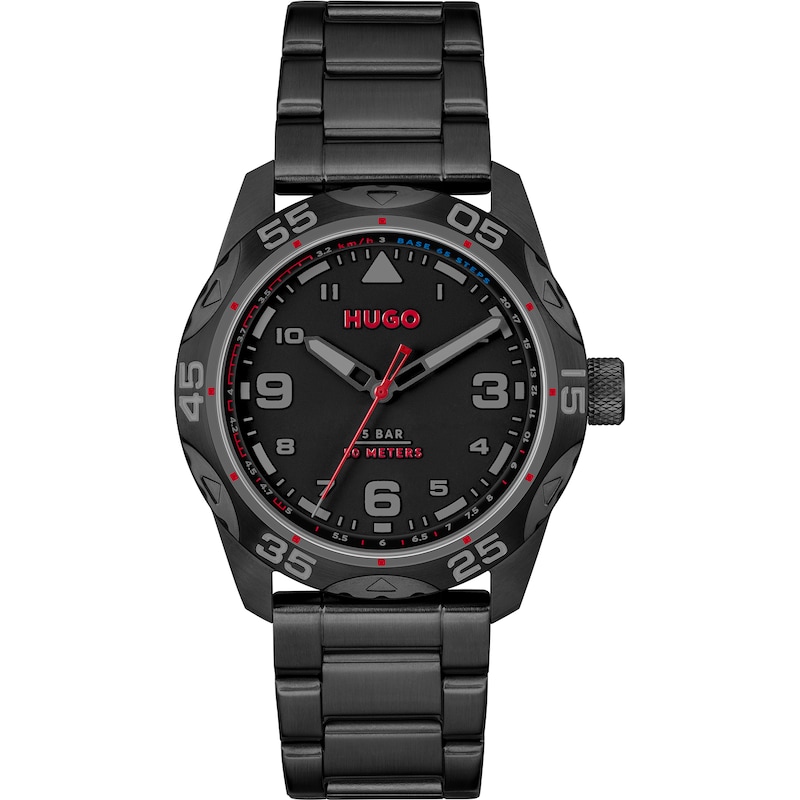 Main Image 1 of HUGO #TREK Men's Black Dial Black IP Stainless Steel Bracelet Watch