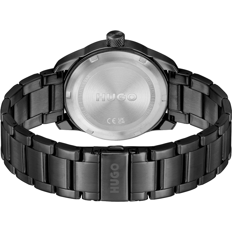 HUGO #TREK Men's Black Dial Black IP Stainless Steel Bracelet Watch
