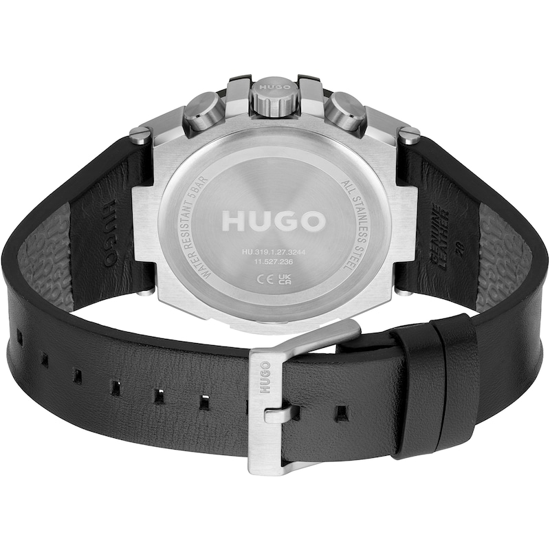 HUGO #WILD Men's Black Dial Black Leather Strap Watch