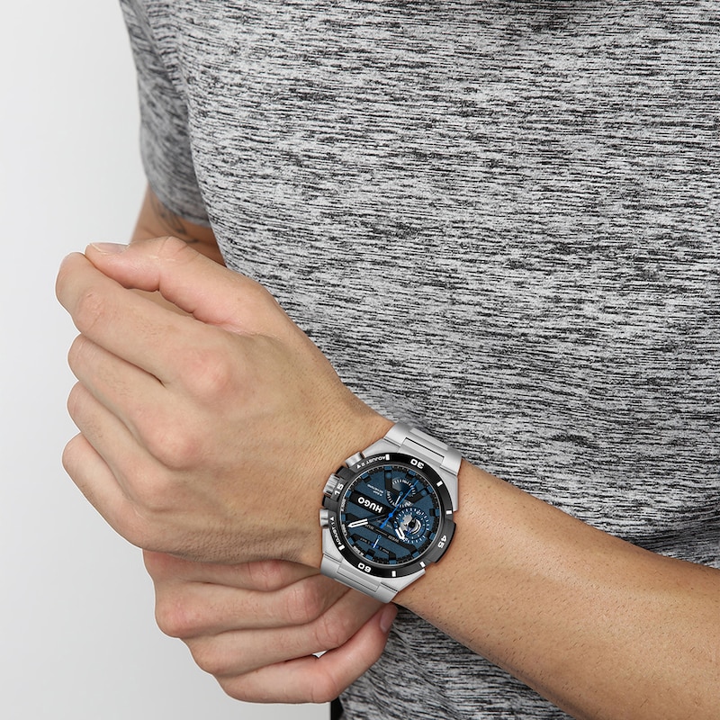 Main Image 4 of HUGO #WILD Men's Blue Dial Stainless Steel Bracelet Watch
