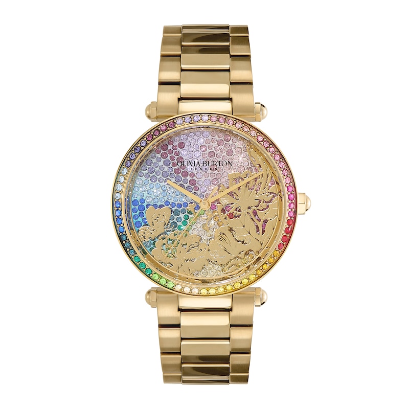 Olivia Burton Kaleido Bloom Ladies' Rainbow Dial Gold-Tone Stainless Steel Bracelet Watch