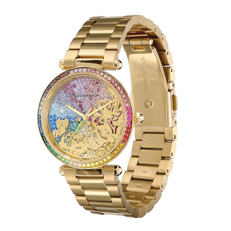 Olivia Burton Kaleido Bloom Ladies' Rainbow Dial Gold-Tone Stainless Steel Bracelet Watch