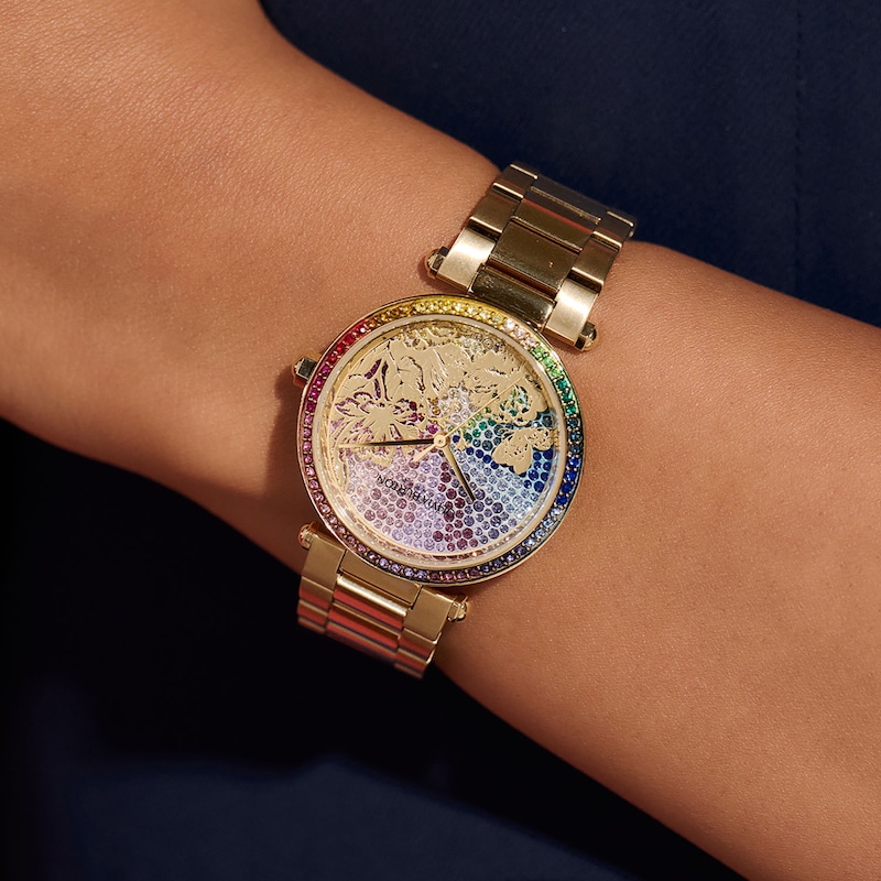 Olivia Burton Kaleido Bloom Ladies' Rainbow Dial Gold-Tone Stainless Steel Bracelet Watch
