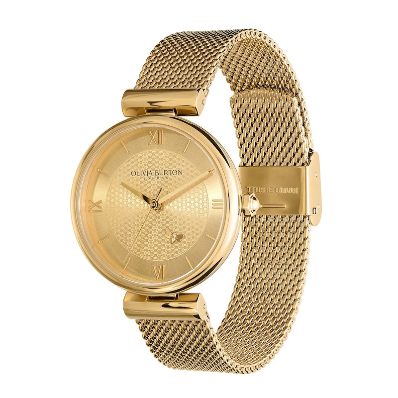 Olivia Burton Minima Bee Ladies' Gold Tone Mesh Bracelet Watch