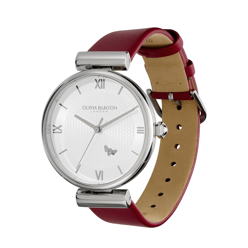 Main Image 2 of Olivia Burton Ladies' Minima Bee Silver Dial Cranberry Leather Strap Watch