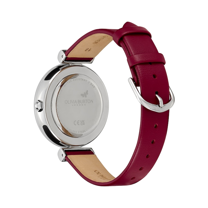 Main Image 3 of Olivia Burton Ladies' Minima Bee Silver Dial Cranberry Leather Strap Watch