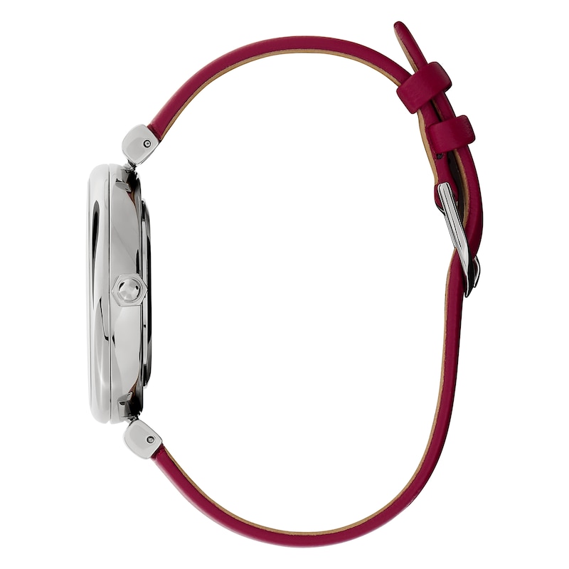 Main Image 4 of Olivia Burton Ladies' Minima Bee Silver Dial Cranberry Leather Strap Watch