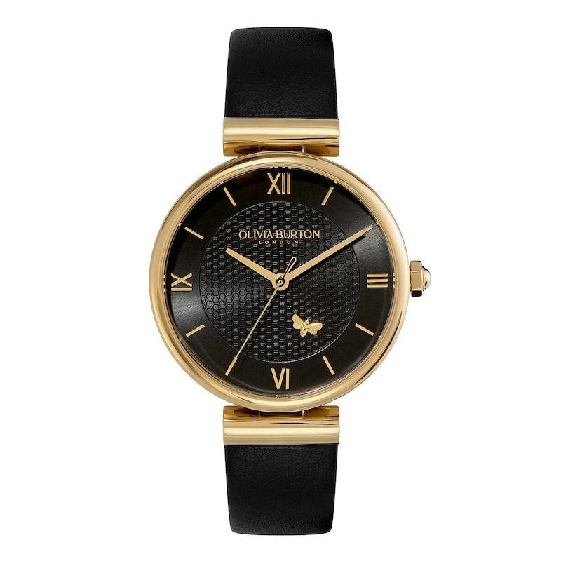 Main Image 1 of Olivia Burton  Minima Bee Ladies' T Bar Black Leather Strap Watch