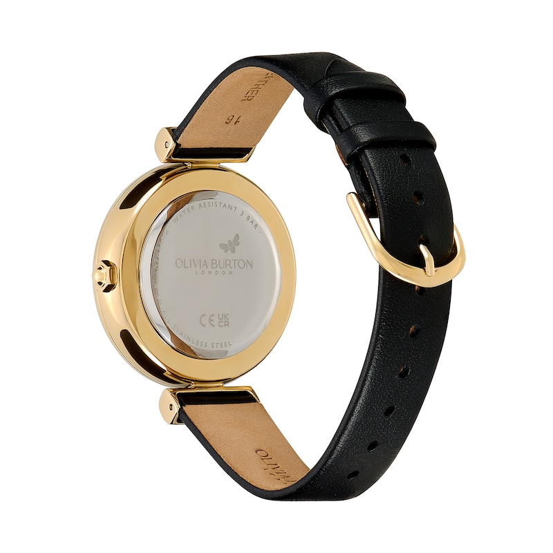 Main Image 3 of Olivia Burton  Minima Bee Ladies' T Bar Black Leather Strap Watch