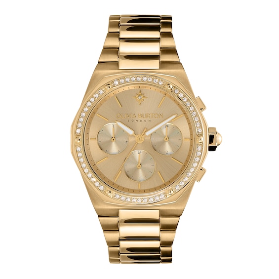 Olivia Burton Hexa Ladies Crystal and Gold-Tone Stainless St