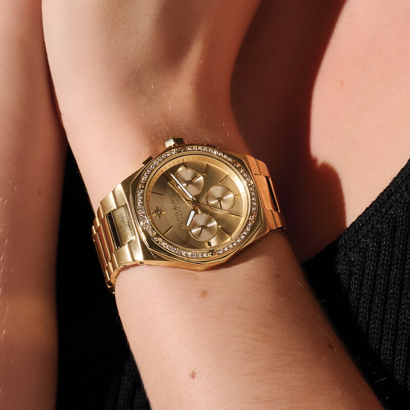 Main Image 7 of Olivia Burton Hexa  Ladies' Crystal & Gold-Tone Stainless Steel Bracelet Watch