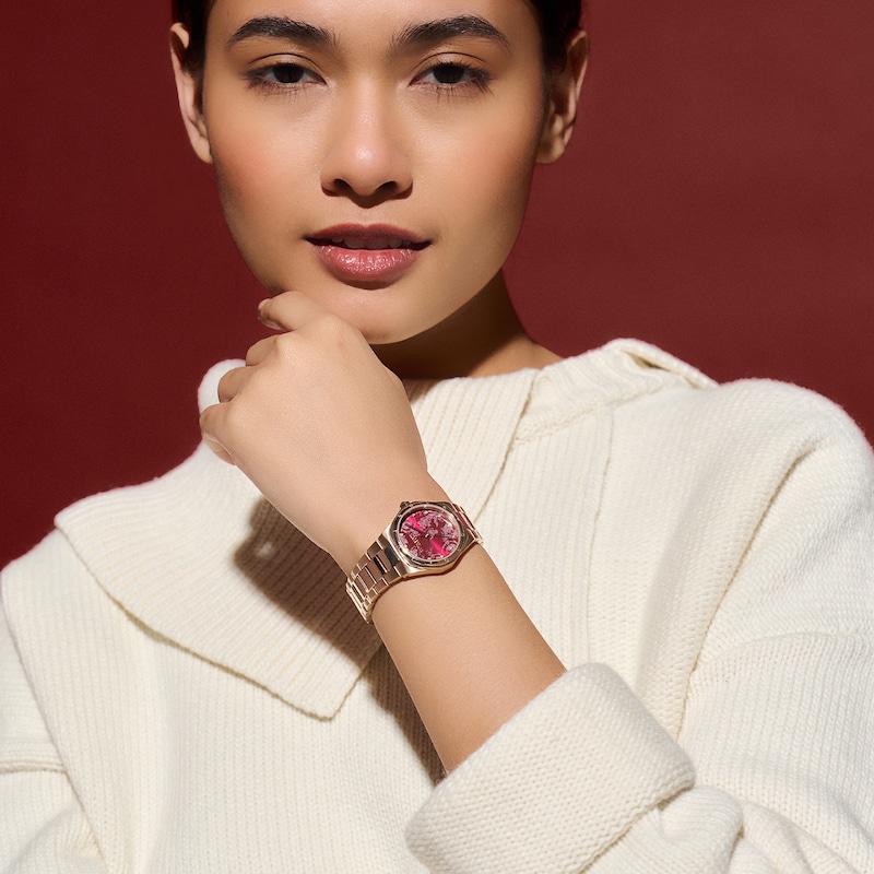 Olivia Burton Mini Hexa Ladies' Carnation Gold-Tone Stainless Steel Watch