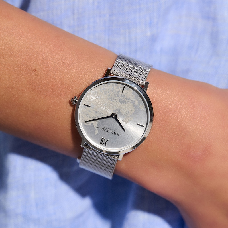 Main Image 7 of Olivia Burton Floral Blooms Ladies' Stainlesss Steel Mesh Bracelet Watch