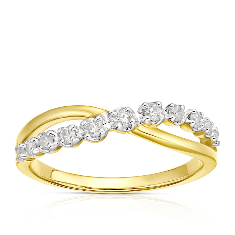 Main Image 1 of 9ct Yellow Gold 0.20ct Diamond Twist Eternity Ring