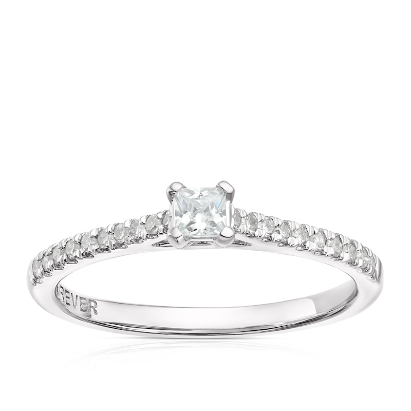 Main Image 1 of The Forever Diamond 9ct White Gold 0.25ct Princess Cut Solitaire Ring
