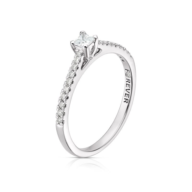 Main Image 2 of The Forever Diamond 9ct White Gold 0.25ct Princess Cut Solitaire Ring