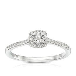The Forever Diamond 9ct White Gold 0.33ct Diamond Cushion Halo Ring
