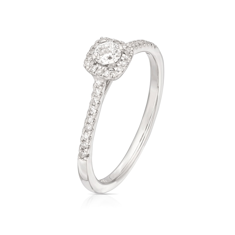 Main Image 2 of The Forever Diamond 9ct White Gold 0.33ct Diamond Cushion Halo Ring